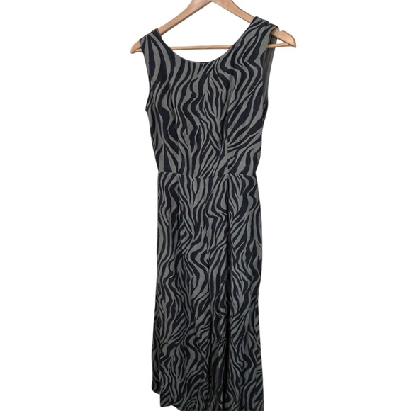 Anthropologie Linen Blend Corey Lynn Calter Onyx Wrap Jumpsuit in Zebra Size XS - Picture 3 of 9